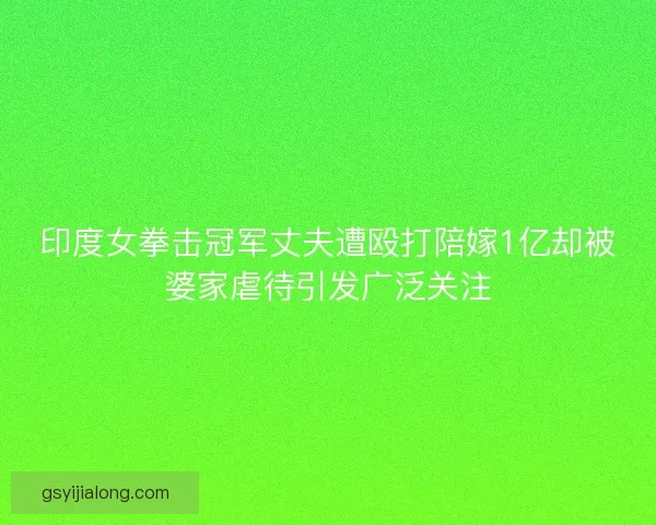 印度女拳击冠军丈夫遭殴打陪嫁1亿却被婆家虐待引发广泛关注