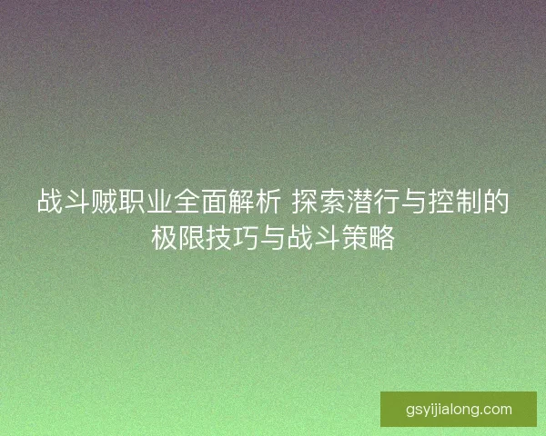 战斗贼职业全面解析 探索潜行与控制的极限技巧与战斗策略