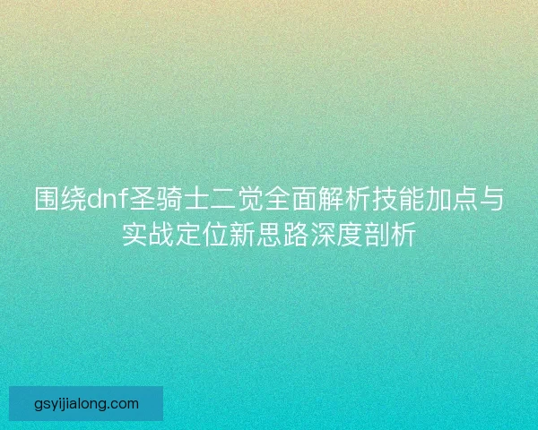 围绕dnf圣骑士二觉全面解析技能加点与实战定位新思路深度剖析