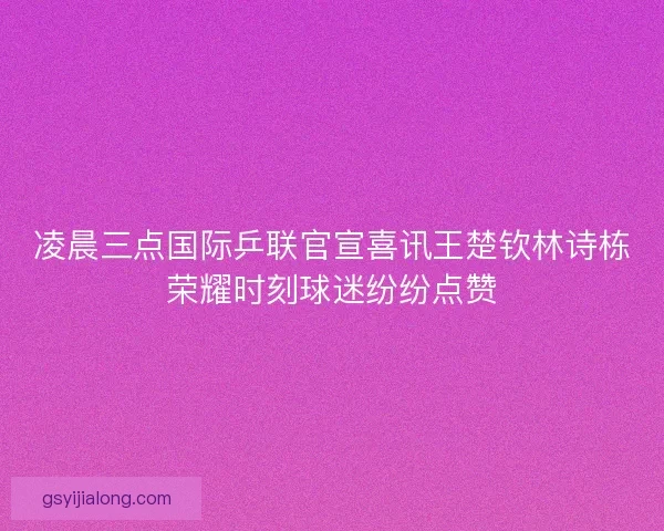 凌晨三点国际乒联官宣喜讯王楚钦林诗栋荣耀时刻球迷纷纷点赞