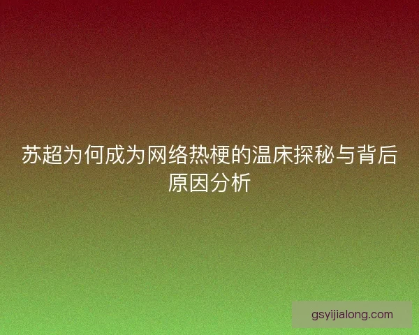 苏超为何成为网络热梗的温床探秘与背后原因分析 苏超为何成为网络热梗的温床探秘与背后原因分析